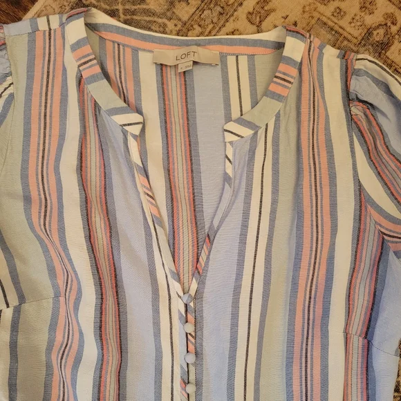 Loft Striped Multicolor Midi Dress - Picture 2 of 3